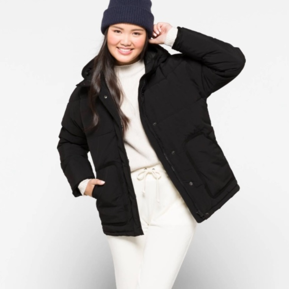 New! Madewell Tokyo Holland Puffer Jacket solid black plus size 1X